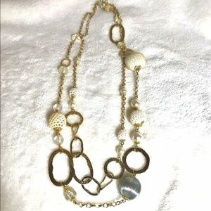 Fun Gold Toned Necklace w/ Variety of Beads